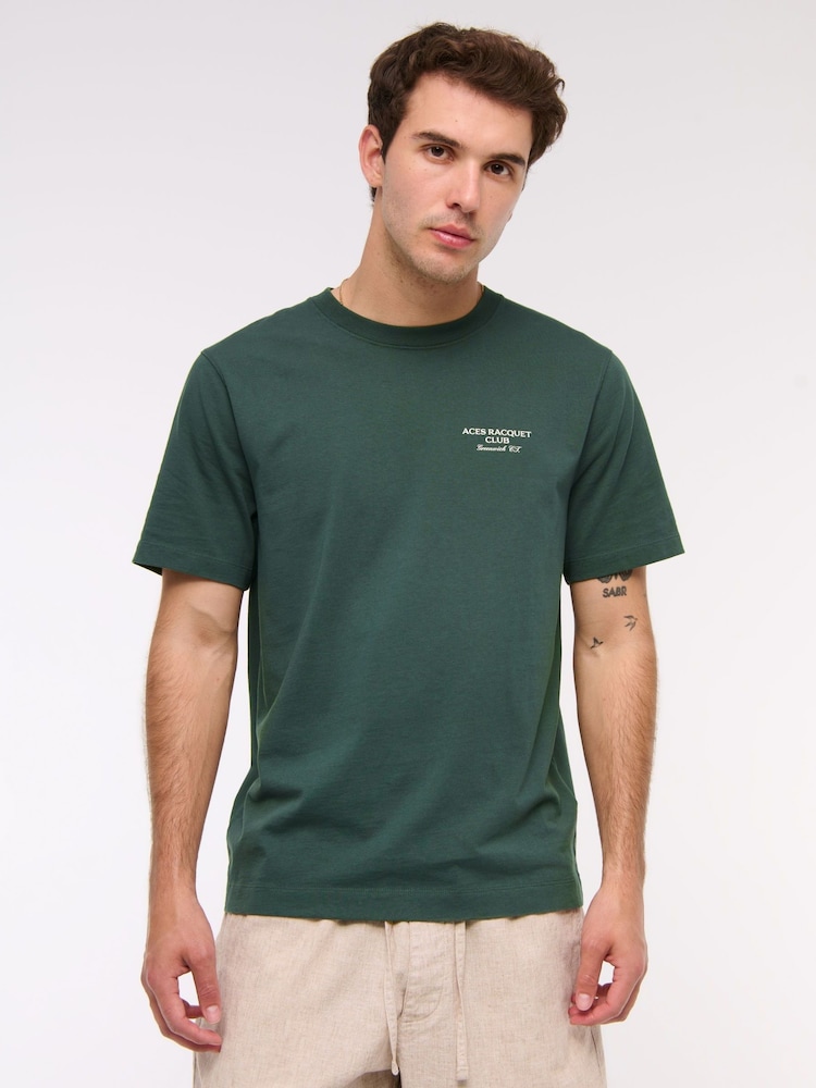 Abercrombie & Fitch Green Back Print Short Sleeve 100% Cotton T-Shirt - Bild 1 von 7