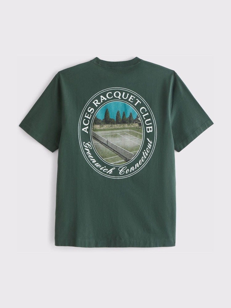Abercrombie & Fitch Green Back Print Short Sleeve 100% Cotton T-Shirt - Bild 7 von 7