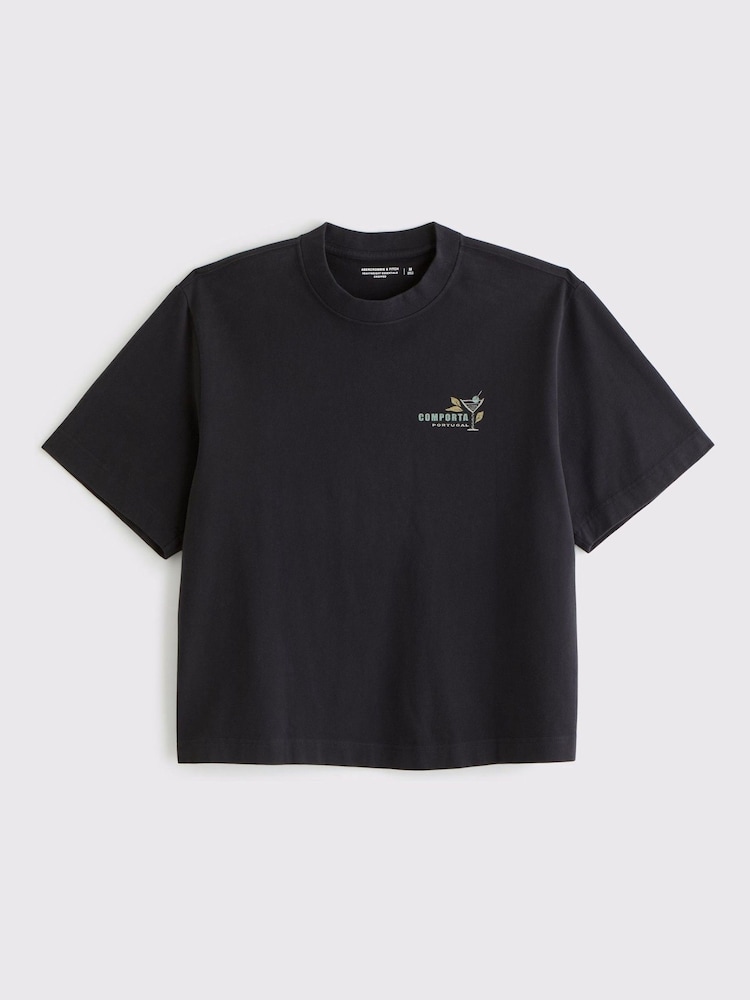 Abercrombie & Fitch Back Print Short Sleeve 100% Cotton Black T-Shirt - Image 1 of 2