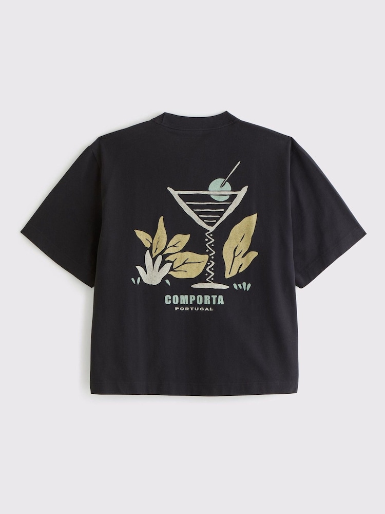 Abercrombie & Fitch Back Print Short Sleeve 100% Cotton Black T-Shirt - Image 2 of 2