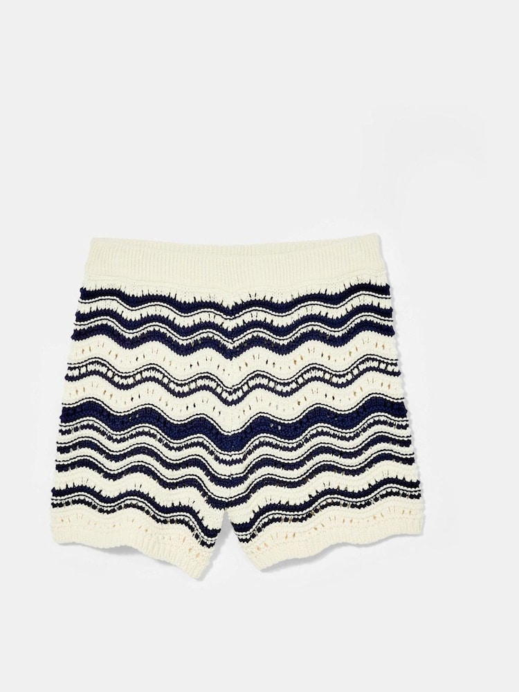 Mint Velvet White Striped Knit 100% Cotton Shorts - Image 5 of 7