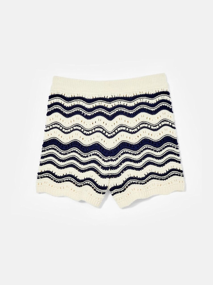 Mint Velvet White Striped Knit 100% Cotton Shorts - Image 6 of 7