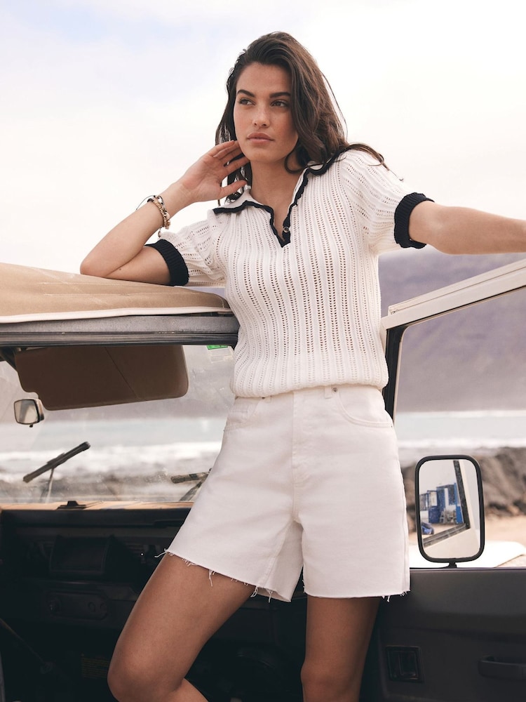 Mint Velvet White 100% Cotton Textured Top - Image 2 of 8