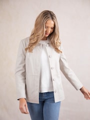 Lakeland Leather PARCHMENT Mawbray Collared Button Down Jacket - Image 1 of 9