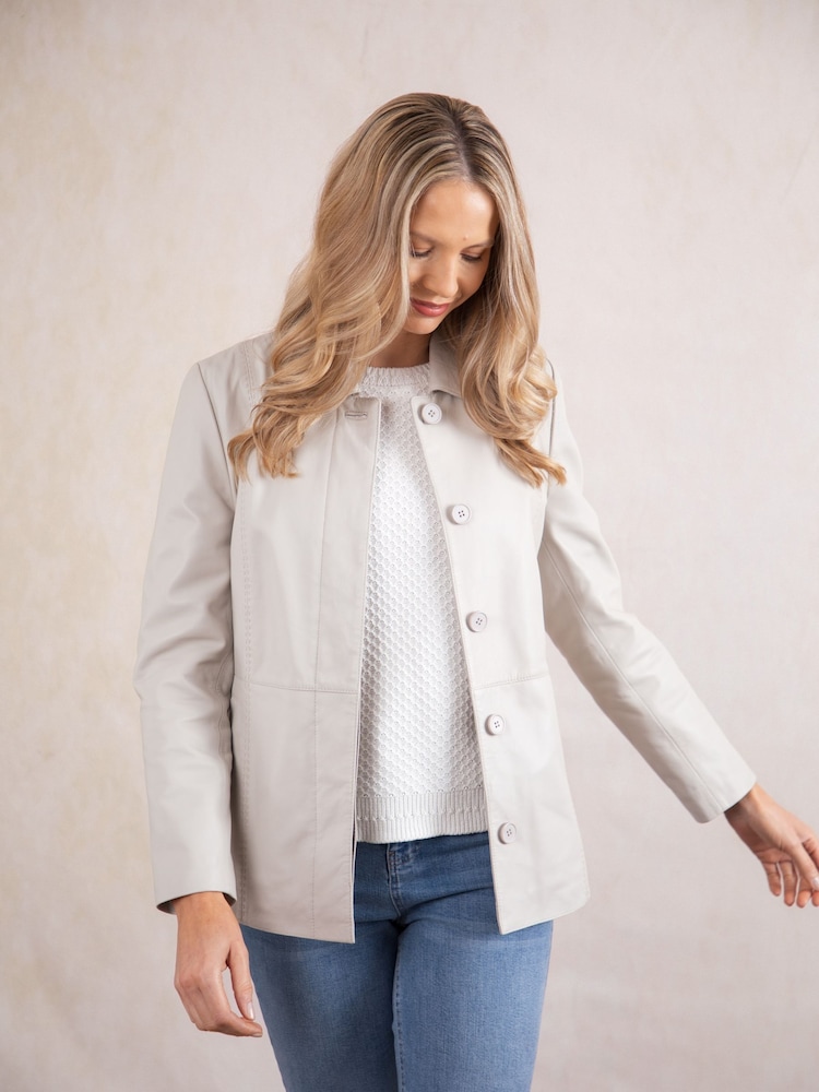 Lakeland Leather PARCHMENT Mawbray Collared Button Down Jacket - Image 1 of 9