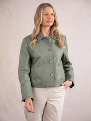 Lakeland Leather Green Kendal Collared Jacket - Image 8 of 9