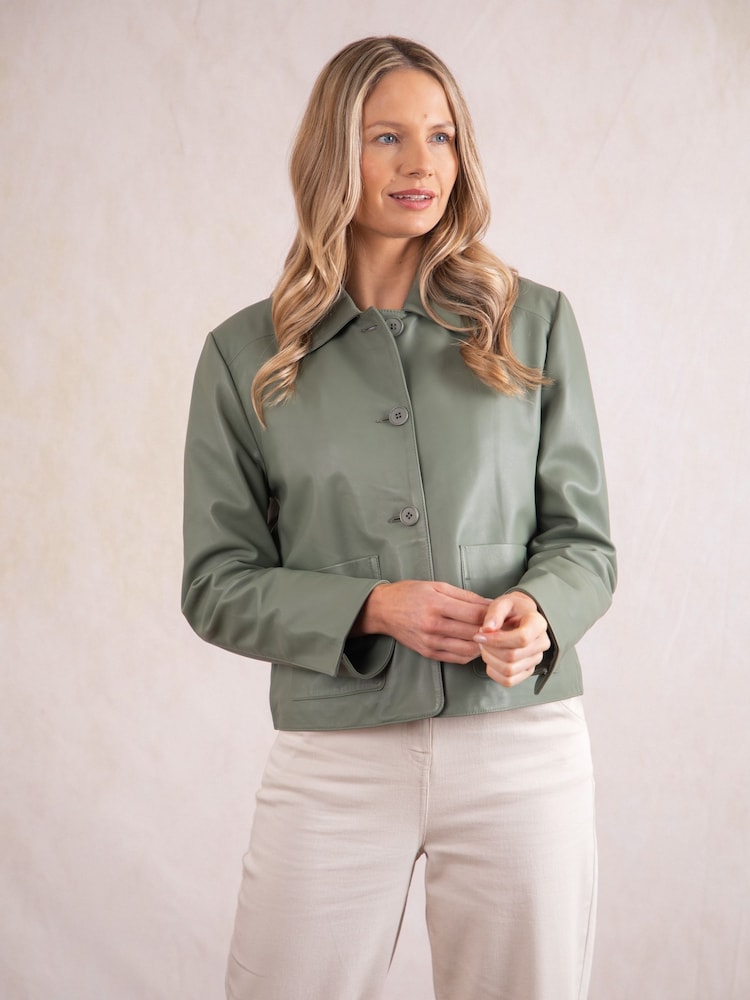 Lakeland Leather Green Kendal Collared Jacket - Image 9 of 9