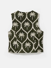 Mint Velvet Green Palm Print 100% Cotton Waistcoat - Image 7 of 8