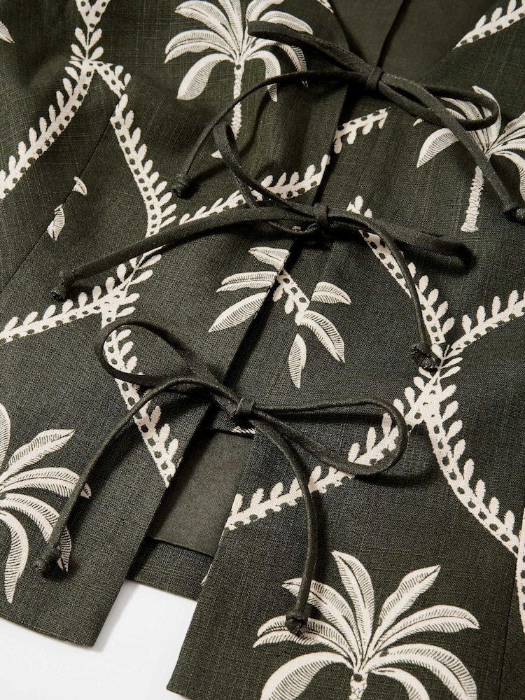 Mint Velvet Green Palm Print 100% Cotton Waistcoat - Image 8 of 8