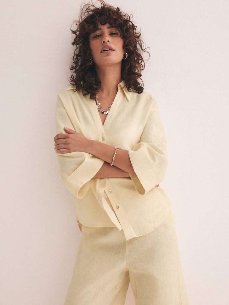 Mint Velvet Yellow 100% Linen Shirt - Image 2 of 8