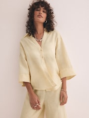 Mint Velvet Yellow 100% Linen Shirt - Image 5 of 8