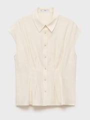 Mango Cream Short Sleeve Pleated Shirt - Image 5 of 6