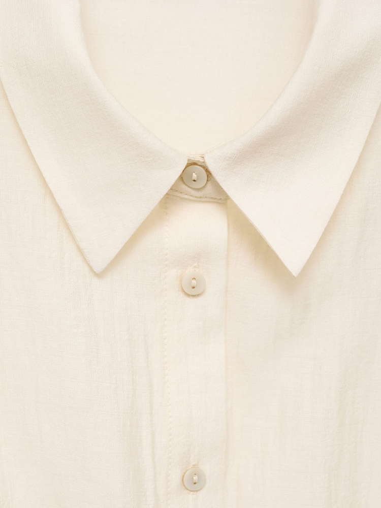 Mango Cream Short Sleeve Pleated Shirt - Image 6 of 6