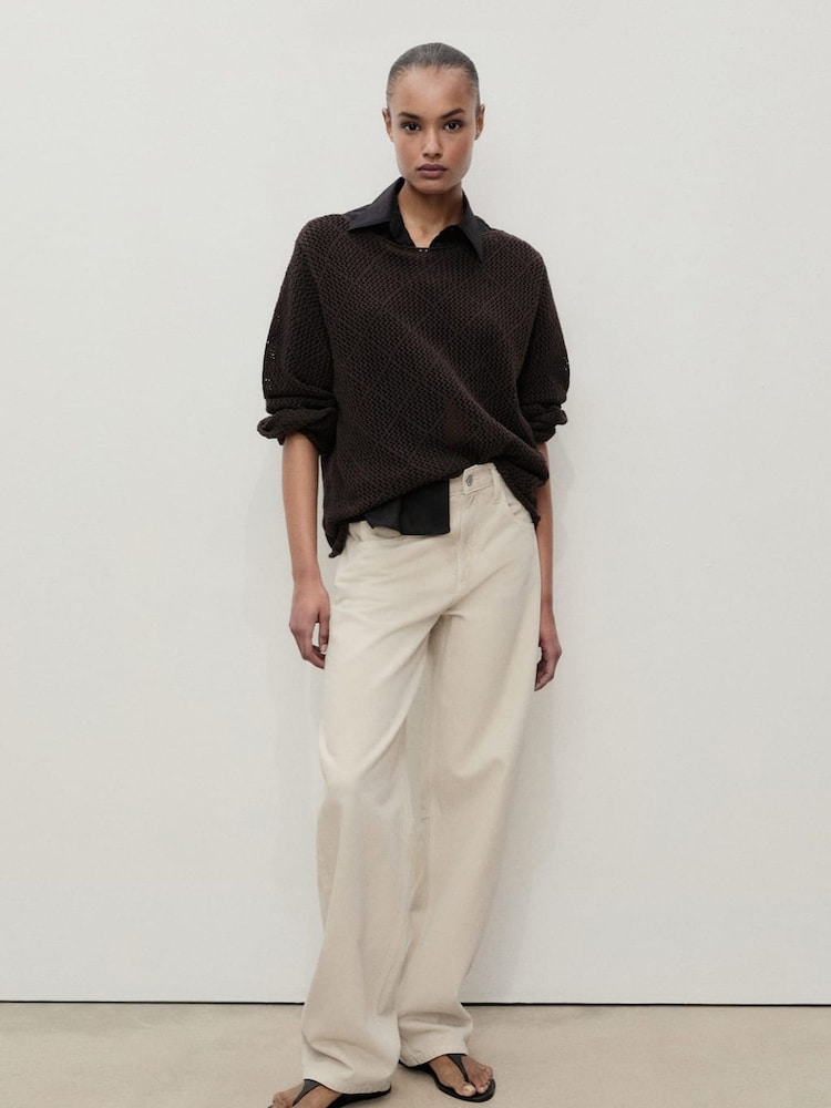 Mango Cream High Rise Balloon Jeans - Image 1 of 7 Mango Cream High Rise Balloon Jeans - Image 1 of 7