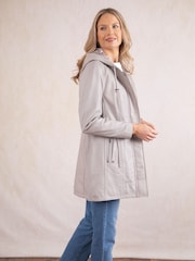 Lakeland Leather Grey Ambleside Hooded Leather Coat - Image 3 of 9