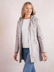 Lakeland Leather Grey Ambleside Hooded Leather Coat - Image 7 of 9