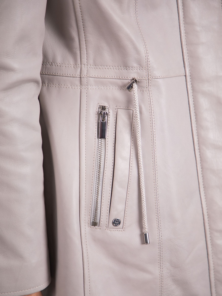 Lakeland Leather Grey Ambleside Hooded Leather Coat - Image 9 of 9
