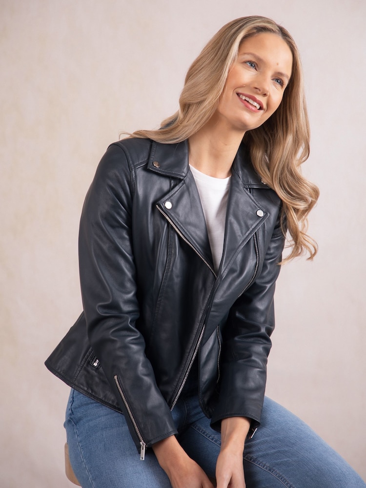 Lakeland Leather Blue Tarraby Biker Jacket - Image 1 of 9