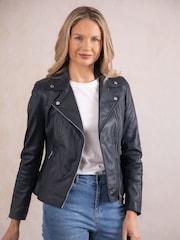 Lakeland Leather Blue Tarraby Biker Jacket - Image 8 of 9
