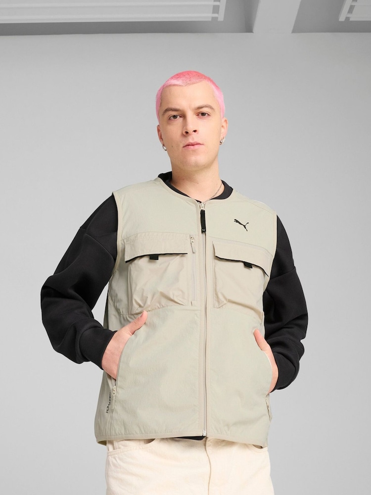 Puma Cream Mens Pumatech Cargo Gilet - Image 2 of 5 Puma Cream Mens Pumatech Cargo Gilet - Image 2 of 5