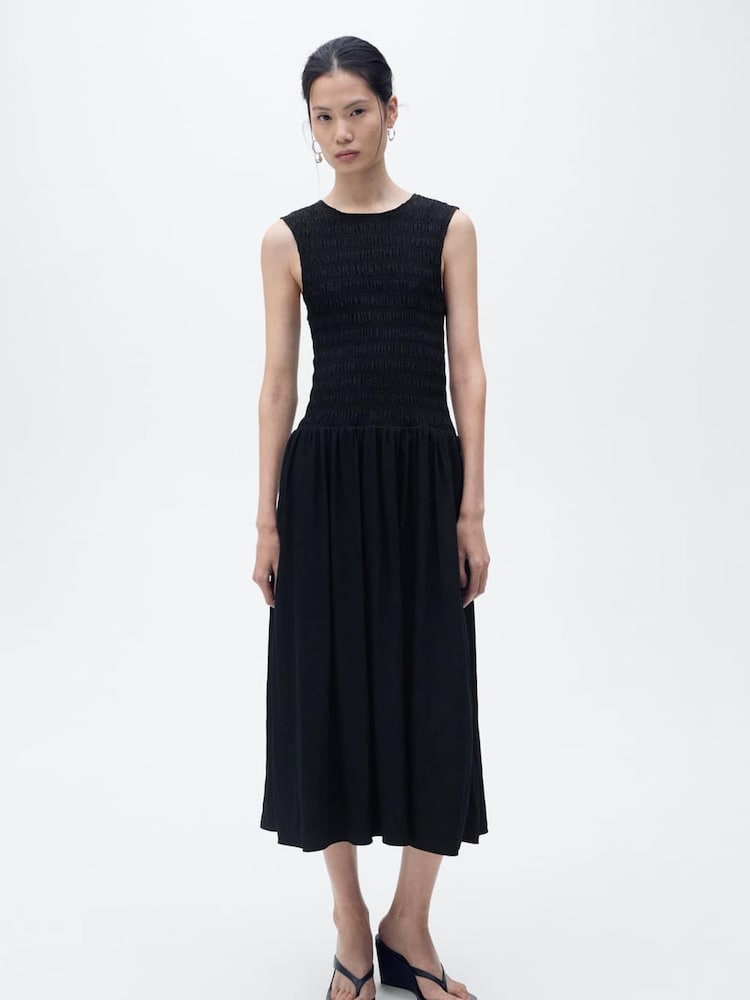 Mango Black Sleeveless Flared Maxi Dress - Image 1 of 6