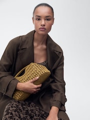 Mango Brown Double Breasted Linen Trench Coat - Image 4 of 7