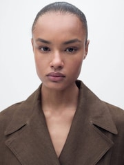 Mango Brown Double Breasted Linen Trench Coat - Image 5 of 7