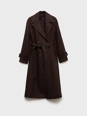 Mango Brown Double Breasted Linen Trench Coat - Image 6 of 7