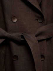 Mango Brown Double Breasted Linen Trench Coat - Image 7 of 7