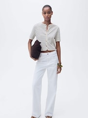 Mango Blue Short Sleeve Stripe Cardigan - Image 1 of 6