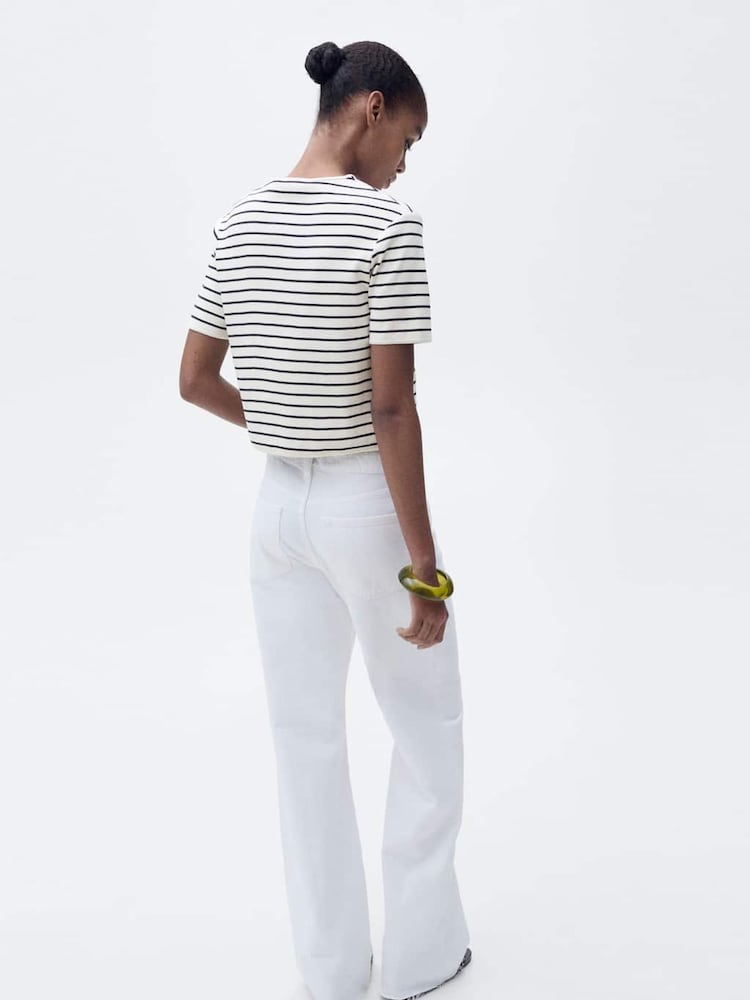 Mango Blue Short Sleeve Stripe Cardigan - Image 3 of 6
