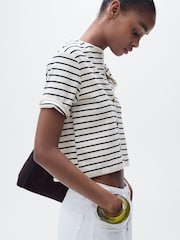 Mango Blue Short Sleeve Stripe Cardigan - Image 4 of 6
