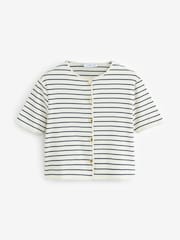 Mango Blue Short Sleeve Stripe Cardigan - Image 5 of 6
