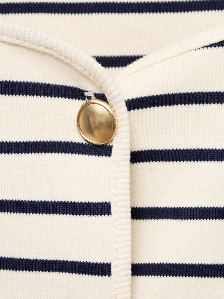 Mango Blue Short Sleeve Stripe Cardigan - Image 6 of 6 Mango Blue Short Sleeve Stripe Cardigan - Image 6 of 6