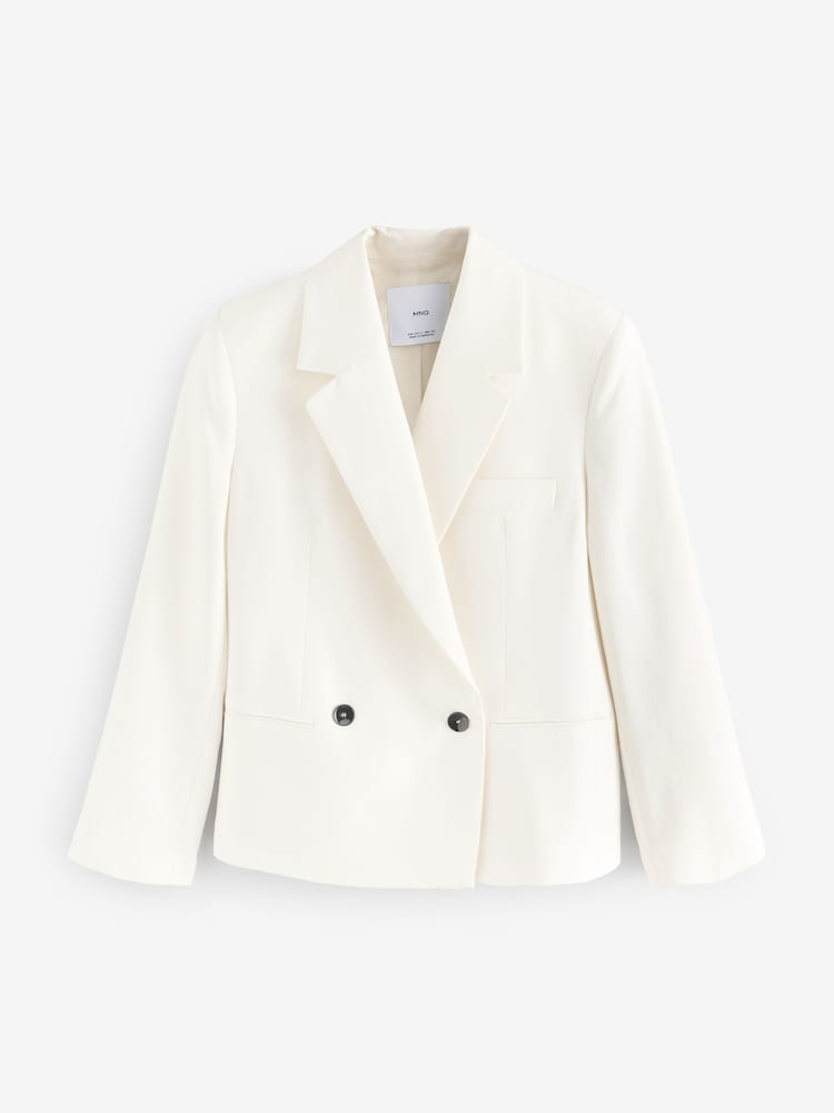 Mango White Contrast Button Double Breasted Blazer - Image 1 of 1