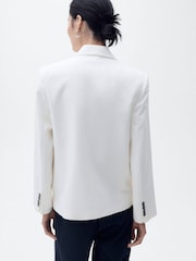 Mango White Contrast Button Double Breasted Blazer - Image 2 of 6