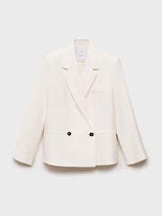 Mango White Contrast Button Double Breasted Blazer - Image 5 of 6