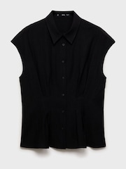 Mango Black Short Sleeve Pleated Shirt - Image 4 of 4