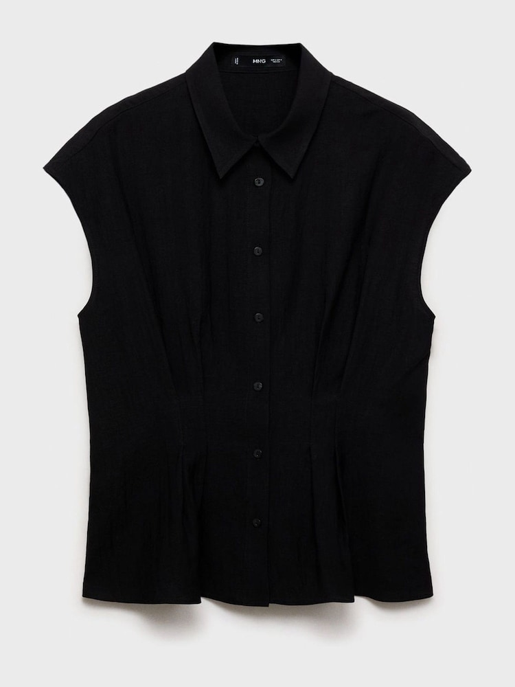 Mango Black Short Sleeve Pleated Shirt - Image 4 of 4