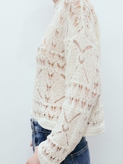 Mango Cream Openwork Knitted Sweater - Image 4 of 7