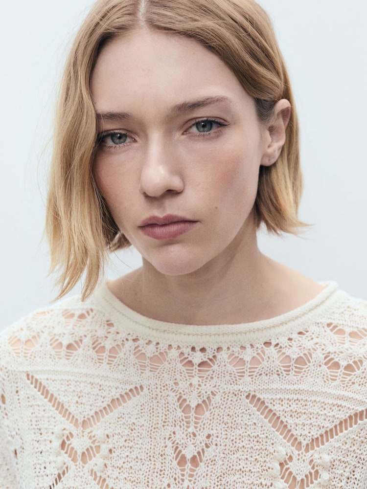 Mango Cream Openwork Knitted Sweater - Image 5 of 7