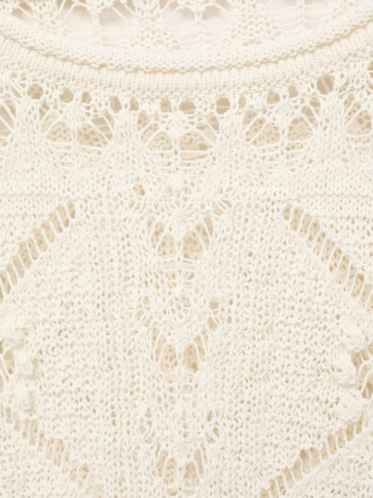 Mango Cream Openwork Knitted Sweater - Image 7 of 7