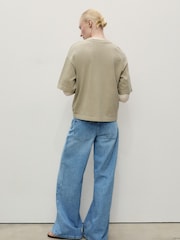 Mango Blue Wide Leg Tie Waist Jeans - Image 3 of 6