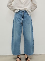 Mango Blue Mango Barrel Leg Tie Waist Kika Jeans - Image 1 of 6