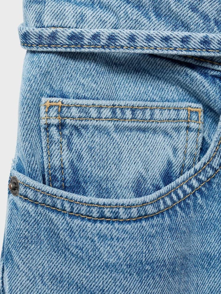 Mango Blue Mango Barrel Leg Tie Waist Kika Jeans - Image 6 of 6