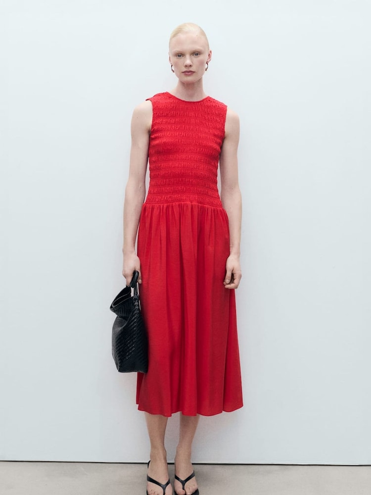 Mango Red Sleeveless Flared Maxi Dress - Image 1 of 6
