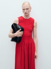 Mango Red Sleeveless Flared Maxi Dress - Image 4 of 6