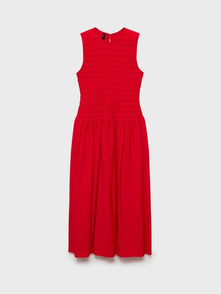 Buy Mango Red Sleeveless Shirred Body Dropped Waist Midi Dress from Next  Oman