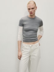 Mango Cream Wide Leg Tie Waist Jeans - Image 3 of 6