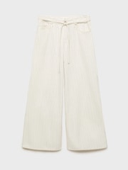Mango Cream Wide Leg Tie Waist Jeans - Image 5 of 6